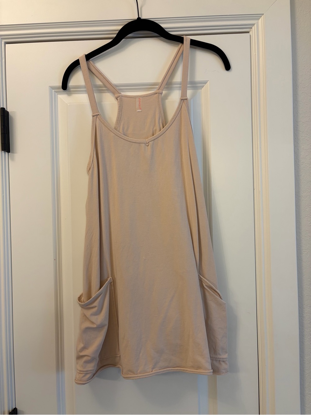 Free People Beige Mini Tank Dress with Pockets